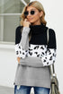 Turtleneck Splicing Chunky Knit Pullover Sweater